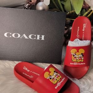 COACH Disney Parks Mickey and Minnie Womens Slide Brand new